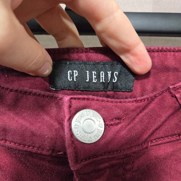 CP Jeans Dark Cherry Red Mid Rise Stretch Colored Denim Skinny Jeans Size 5 - Picture 5 of 10